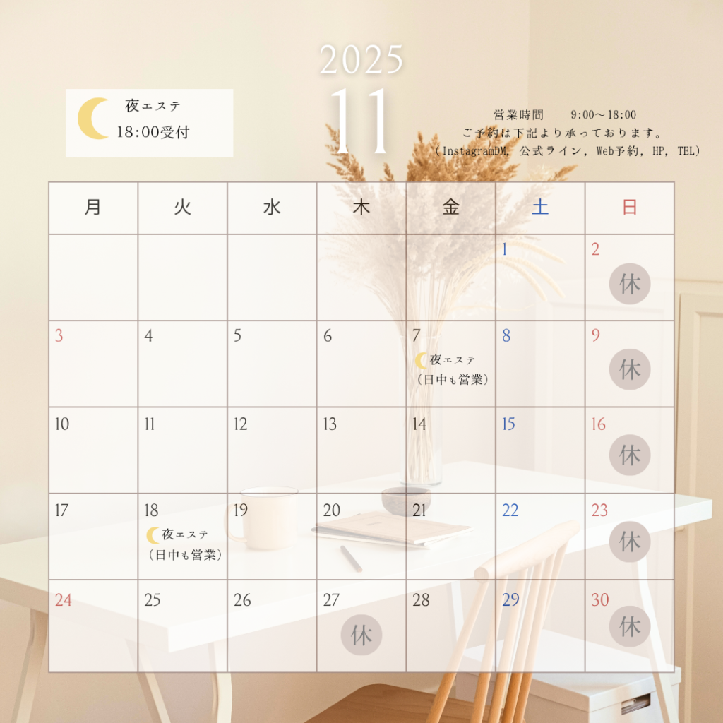 11月のサロンスケジュール
